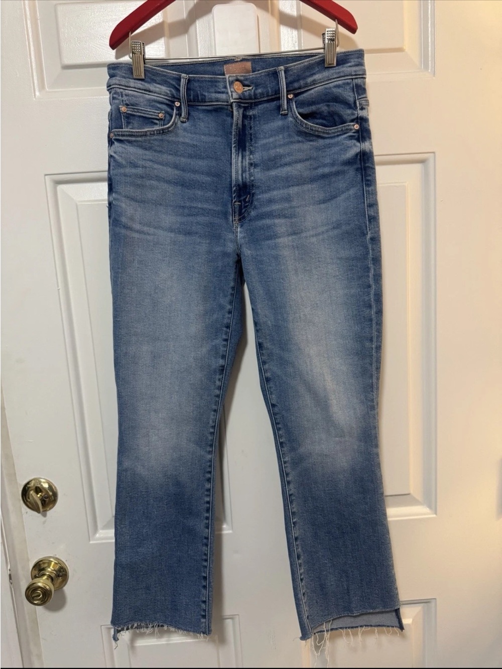Mother Denim Insider Crop Step Fray in Out of the Blue Size 30 NWOT